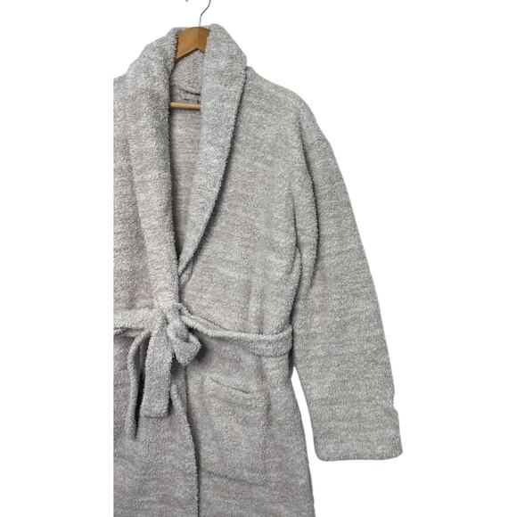 Barefoot Dreams Cozy Chic Robe Womens 2 Tan Solid Long Sleeve Belted Lounge - Picture 8 of 13